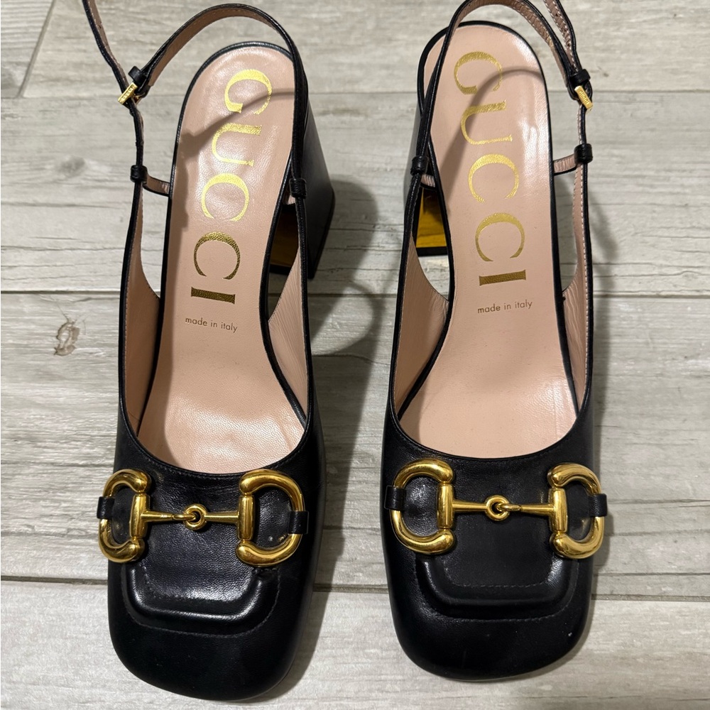 Gucci Black and Gold Women's Heels